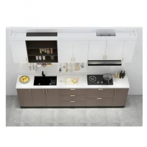 China Supplier Custom Eco-Friendly Fireproof Particleboard Kitchen Cabinets Glass Doors Modern Complete Kitchen Design Units