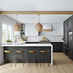 Complete Prefabricated Stainless Steel Kitchen Island Sets Granite Countertop Sink One-Stop Solution for Bulk Apartment Projects