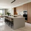 Contemporary Modern Laminate Fireproof Eco-Friendly Kitchen Island Cabinets 3-Year Warranty Automatic System Drawer Slide