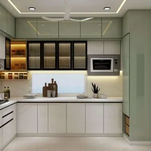 Contemporary PET Kitchen Cupboard Particleboard Kitchen Cabinet Storage for Bulk Apartment Kitchen Cabinet Project