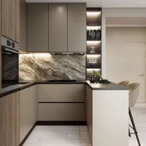 Custom All-in-One Foldable Eco-Friendly Modern Kitchen Unit Small Wooden Modular Glass Cabinets Furniture for Mall Dining Rooms