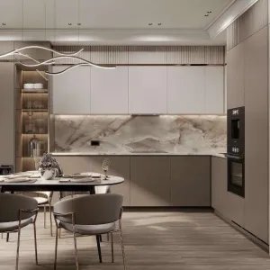 Custom All-in-One Kitchen Unit for Apartments Small Modular Kitchen Cabinets Sink Made Melamine Board Granite Kitchen Cabinet