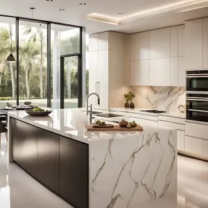 Custom Complete Lacquer Kitchen Island Set Stainless Steel Sink Featuring Granite Marble Countertop Direct Villas Real Estate
