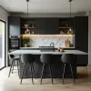 Custom Durable Melamine Plywood Modern Kitchen Cabinets with Glass Doors for Villa Dining and Kitchen Projects