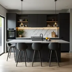 Custom Durable Melamine Plywood Modern Kitchen Cabinets with Glass Doors for Villa Dining and Kitchen Projects