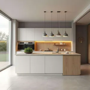 Custom Eco-Friendly Fireproof Modular Small Plywood Kitchen Cabinet Set for Apartment Hospital Dining Project Solutions