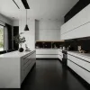 Custom Eco-friendly Melamine Smart Modular Kitchen Wall Cupboard Set with Glass and Faucet for Villas Modern Cabinets
