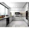 Custom Luxury High-gloss Lacquer Double Sink Island Full Kitchen Cabinet with Modern Design for Apartment and Villa Developer