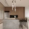 Custom Modern Design Glass Complete Kitchen Cabinets Set Melamine Board Furniture for Villa Project