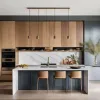 Custom Modern Eco-Friendly Modular Multifunctional Melamine Particleboard Kitchen Cabinet Marble Countertop Island Design