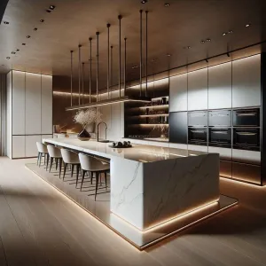 Custom Modern Kitchen Cabinets Complete Melamine Plywood Lacquer Acrylic Glass Hinge Faucet Kitchen Cabinets for Villa