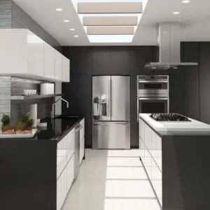 Custom Modern Luxury Kitchen Cabinets with Glass and Faucet Modular Sink Base for Villa Project