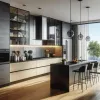 Custom Modern Luxury Modular Sink Base Kitchen Island Lacquer Acrylic Doors MDF Particle Board Construction for Villa Dining