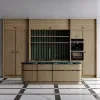 Custom Modern Luxury Smart Furniture Veneer Wooden Kitchen Cabinet Design with Island for Villa