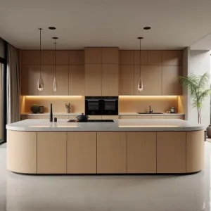 Custom Modern Minimalist Kitchen Cabinet Smart Island Set Melamine Board Smart Display for Real Estate Developers Project