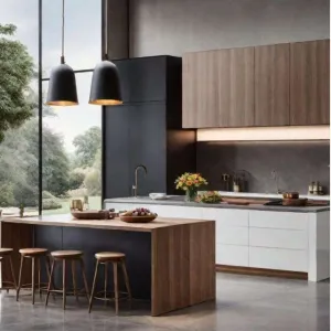 Custom Modern Modular Tall Wall Cabinet Glass Drawer Basket Laminated MDF Plywood Kitchen Sink Base Cabinets for Villa Hospital
