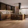 Custom Modular Eco-Friendly Fireproof Luxury Veneer Wooden Kitchen Cabinet with Island and Lazy Susan Storage