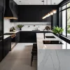 Custom Modular Eco-Friendly Plywood Carcase Kitchen Cabinet Set Glass Doors Modern Style Melamine Board Surface Mall Villa Use