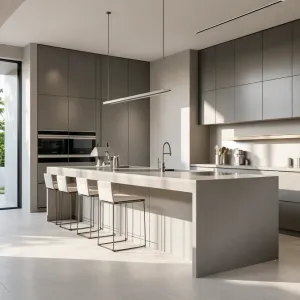 Custom Modular Modern Design Particleboard Kitchen Cabinet with Project Solution for Villa Kitchen Storage
