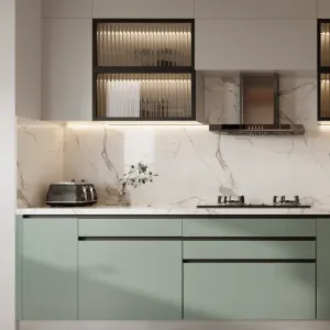 Custom PET Kitchen Cabinets Factory Direct Supply for Apartment Hotel Residential Bulk Construction Projects