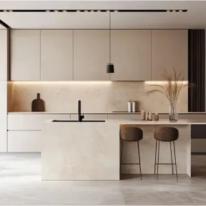 Custom PET Kitchen Cabinets Matte Finish Modern Design Particleboard Kitchen Cabinetry for Bulk Villa Kitchen Solutions