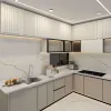 Custom PET Particleboard Modular Kitchen Cabinet for Apartment Developer Bulk Whole House Project