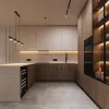 Custom Particle Board Modular Modern Kitchen Cabinet with Glass Door for Dining Mall Hotel Home Use