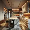 Custom Residential Retro Kitchen Furniture Luxury Wooden Veneer Cupboard Oak Storage Kitchen Cabinet Design