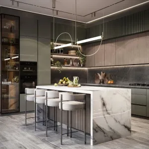 Custom Smart Cupboards Modern Islands Melamine Complete Cuisine Storage Furniture Kitchen Cabinets Villa Project