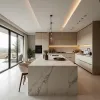 Custom Veneer Painting Solid Wood Kitchen Furniture Sets Includes Cabinet Cupboard Island Stainless Steel Sink for Apartment