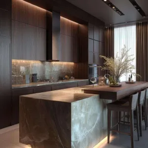 Custom Villa Project Modern Wood Veneer Luxury Kitchen Cabinet Set Full Oak Wood Kitchen Furniture Kitchen Cabinets
