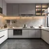 Custom Wholesale PET Particleboard Modern Flat Panel Apartment Kitchen Cabinet Full Set for Bulk Projects