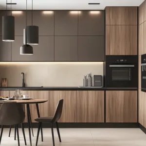 Customized Design Modular Solid Wooden Lacquered Kitchen Cabinets Plywood MDF Kitchen Cupboard Island Chipboard Storage Cabinet