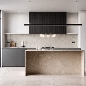 Customized PET Finish Plywood Kitchen Cabinets Countertop for Villa Real Estate Developer Project