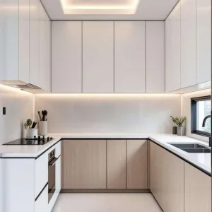 Durable Particleboard PET Kitchen Cabinets for Bulk Apartment and Hotel Development Projects