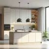 Eco-Friendly Plywood MDF Modular Kitchen Island Cabinet Set with Melamine Board Doors for Whole House Villa Projects