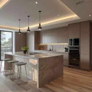 Factory Custom Design Wall Island Plywood Carcass Kitchen Furniture Cupboards Kitchen Cabinet for Villa Developers