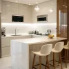 Factory Direct Modern White Modular Melamine Kitchen Cabinets for Bulk Apartment Construction Projects