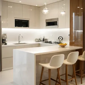 Factory Direct Modern White Modular Melamine Kitchen Cabinets for Bulk Apartment Construction Projects