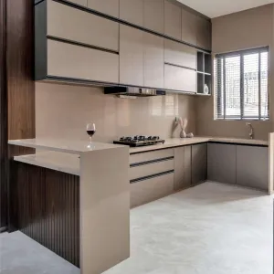 Factory Direct PET Particleboard Kitchen Cabinets for Developer Bulk Housing Apartment Whole House Projects