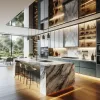 Factory Direct Wood Veneer Glass Style Kitchen Cabinets Sink Faucet Hinge Drawer Basket Accessories for Villa Mall Projects