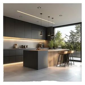 Factory Price Custom Modern Kitchen Furniture Cupboard Island Unit Set Modern Plywood Kitchen Cabinets for Villa Project