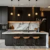 Factory Price Modern Brown Plywood Kitchen Cabinets Custom Island Unit Set for Villa Prpject