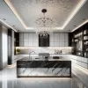 Factory Price Traditional Kitchen Cupboards Set with Marble Countertop Faucet Drawer Basket-Kitchen Furniture