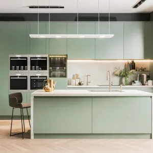 Factory Supply Custom PET Particleboard Kitchen Cabinet Set with Soft Close Hardware for for Apartment Real Estate Project
