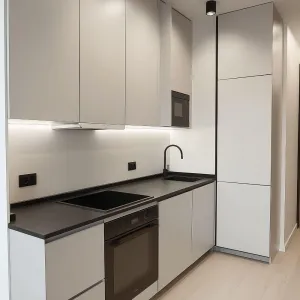 Factory Wholesale Custom PET Particle Board Kitchen Cabinet Set for Project Use
