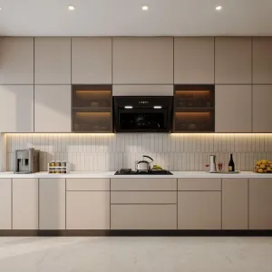 Factory Wholesale PET Kitchen Cabinets for Real Estate Developers Large Scale Apartment Hotel Projects