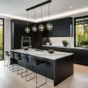 Free Design Wooden MDF Plywood Kitchen Cabinet European Kitchen Furniture with Island Kitchen Cupboard for Villa