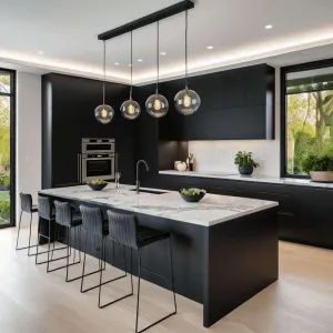 Free Design Wooden MDF Plywood Kitchen Cabinet European Kitchen Furniture with Island Kitchen Cupboard for Villa