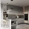 High-End Flat Pack Mini Kitchenette Modern Stainless Steel Solid Wood MDF Glass Cabinet Waterproof for Villa Project